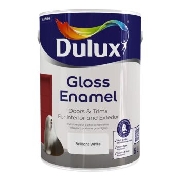 Dulux High Gloss Enamel Brilliant White paint – durable gloss finish for doors and trims, suitable for interior and exterior use. Available in 1L and 5L. Colours: Azure Blue, Cream, Dark Brown, Golden Brown, Golden Yellow, Heritage Green, Ivory, Kingfisher Blue, Middle Brown, Orange, SABS Ivory, Signal Red, Whisper Grey, Botanical Grey, Charred Grey, Nautical Grey, Summit Grey, White, Black, Brilliant Green, Burgundy, and Castlewood Canyon. Sold by Hyper Paint South Africa with 9 Johannesburg branches and delivery all across South Africa via our website www.hyperpaint.co.za.